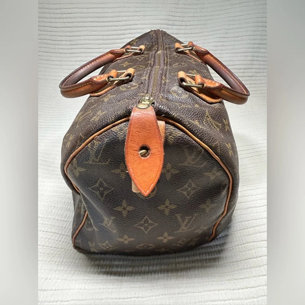Louis Vuitton Speedy 30 Vintage 90’s Y2K Coated Canvas Purse Bag Large Patina - Picture 9 of 16